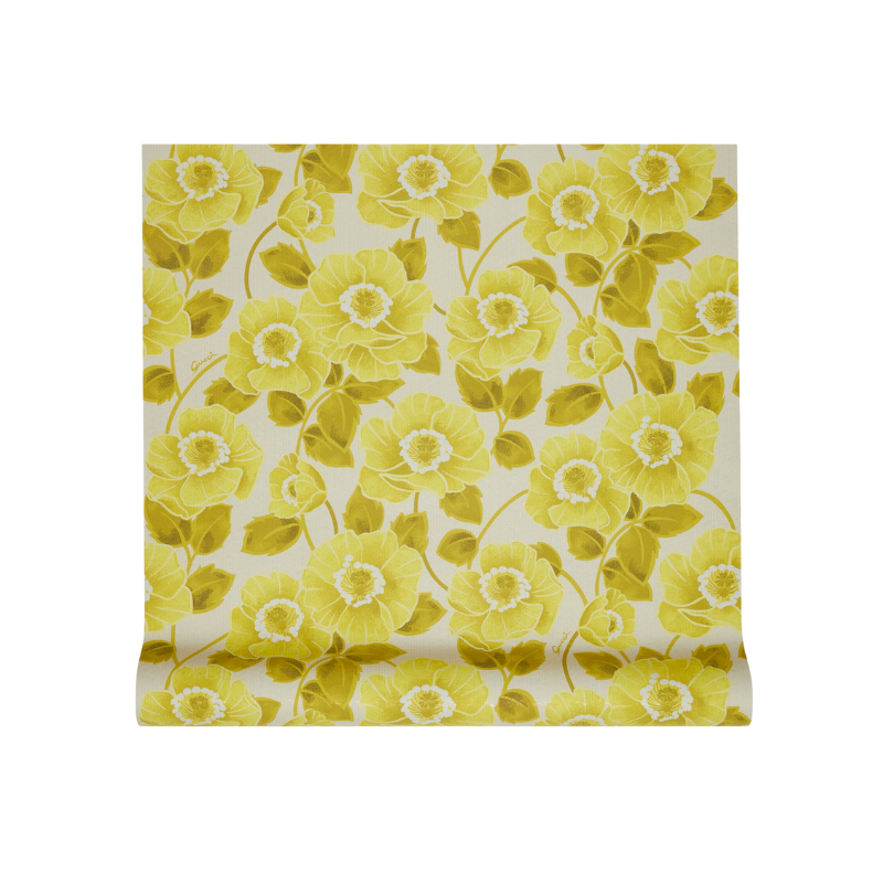 this is a yellow floral wallpaper