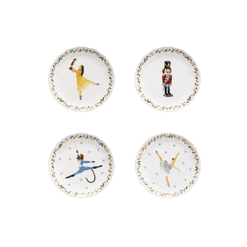 Nutcracker Handcrafted Stoneware Salad Plates